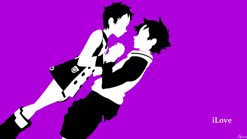 anime couple embrace