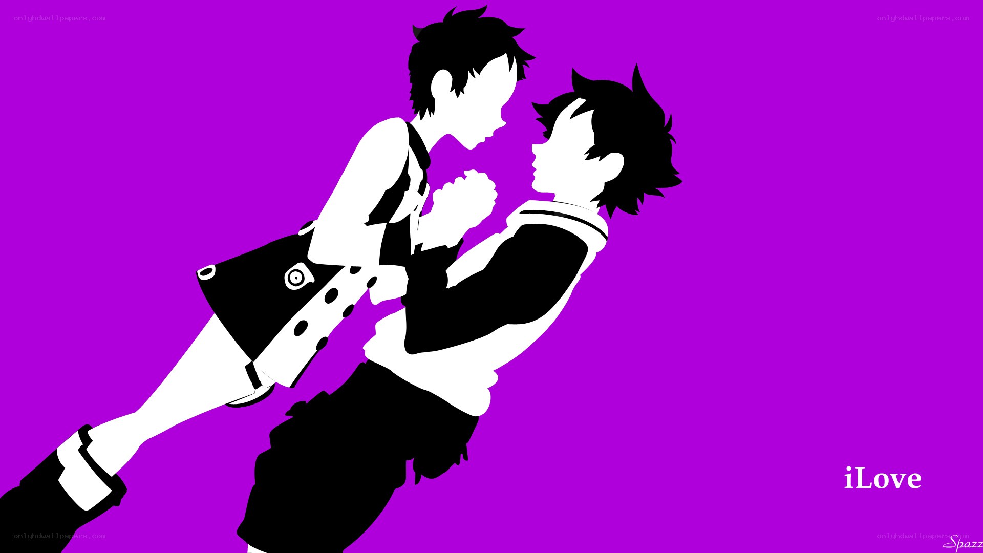 anime couple embrace