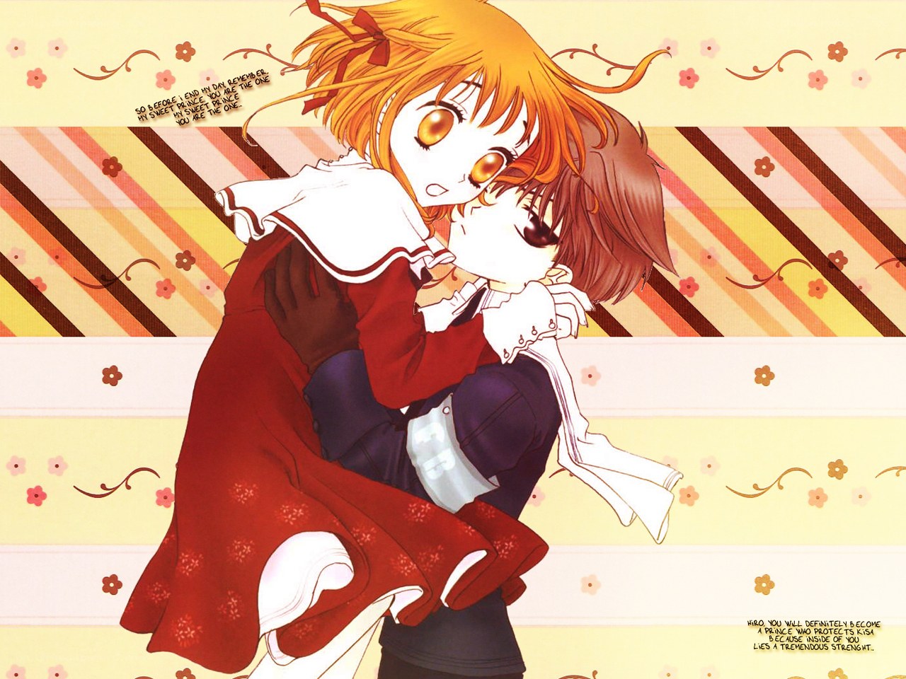 Anime couple embrace