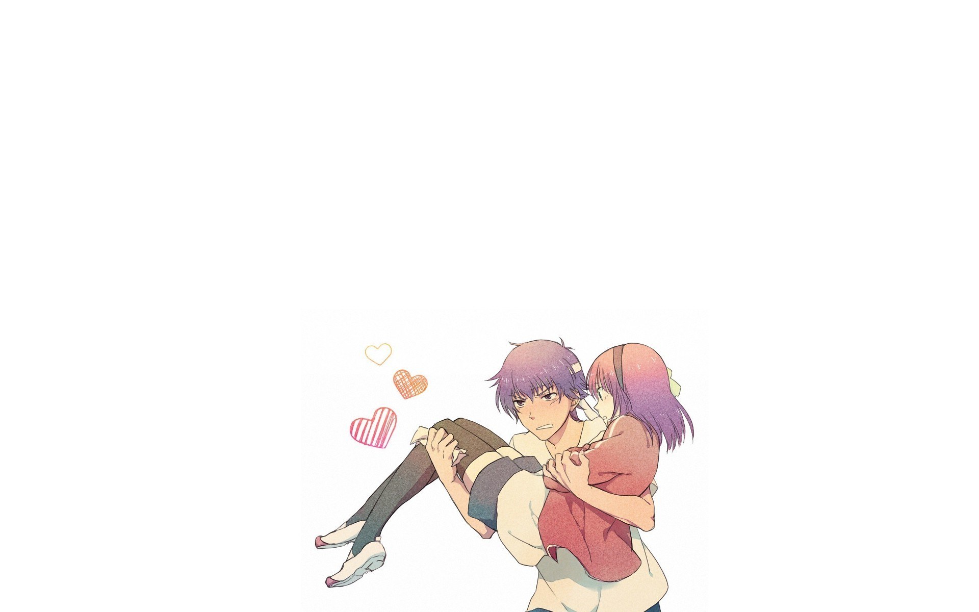 anime couple embrace