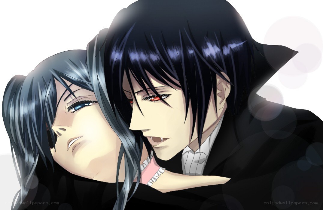 anime couple embrace