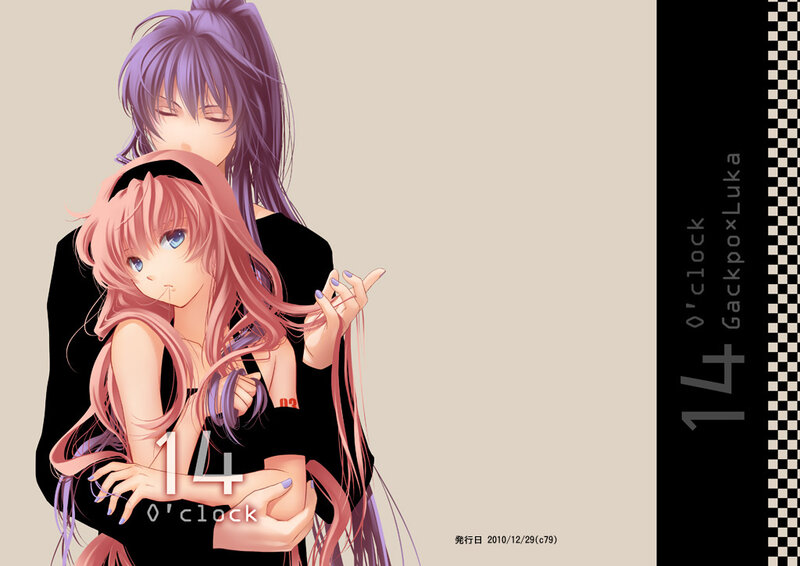 Anime couple embrace