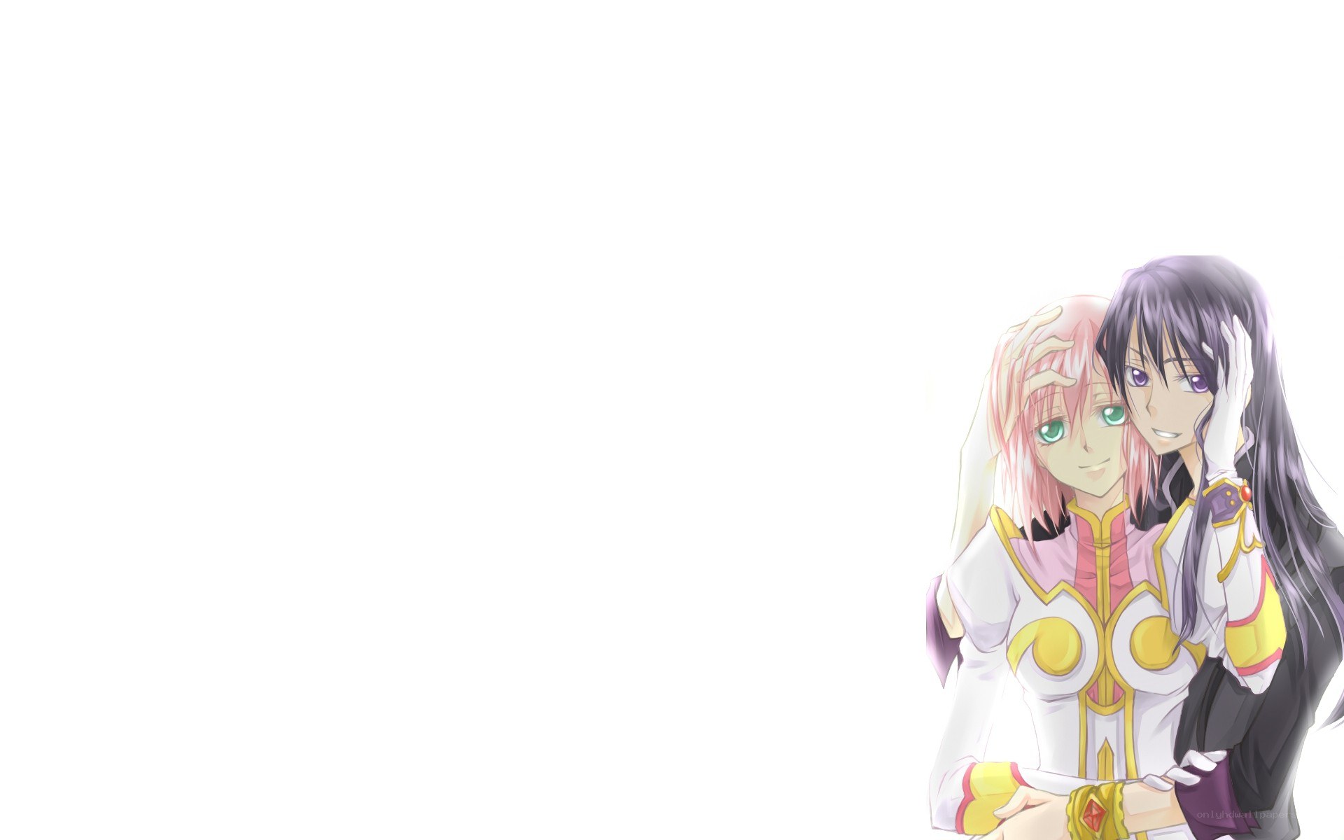 anime couple embrace