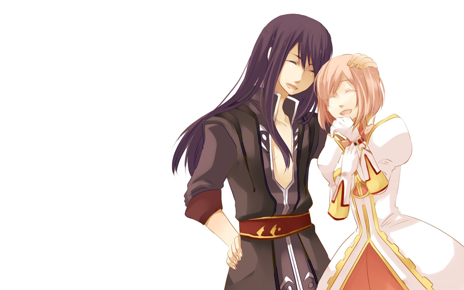 anime couple embrace