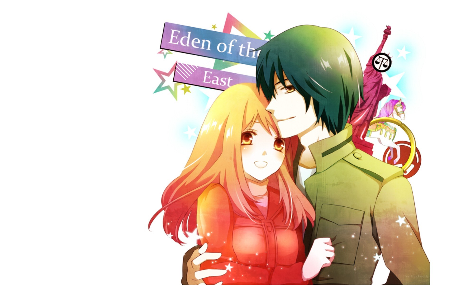 anime couple embrace