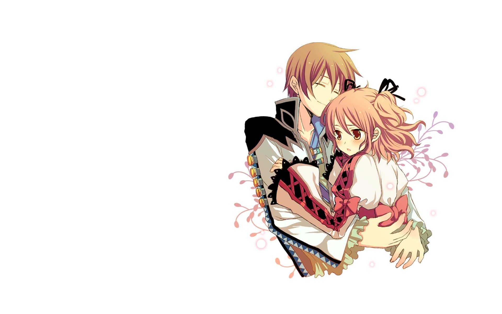 anime couple embrace
