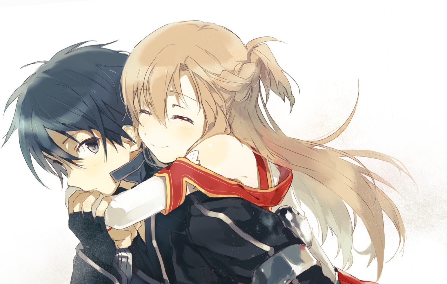 anime couple embrace