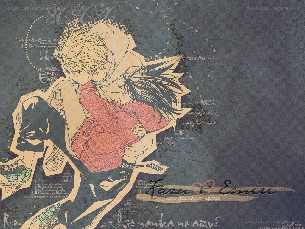 anime couple embrace artwork