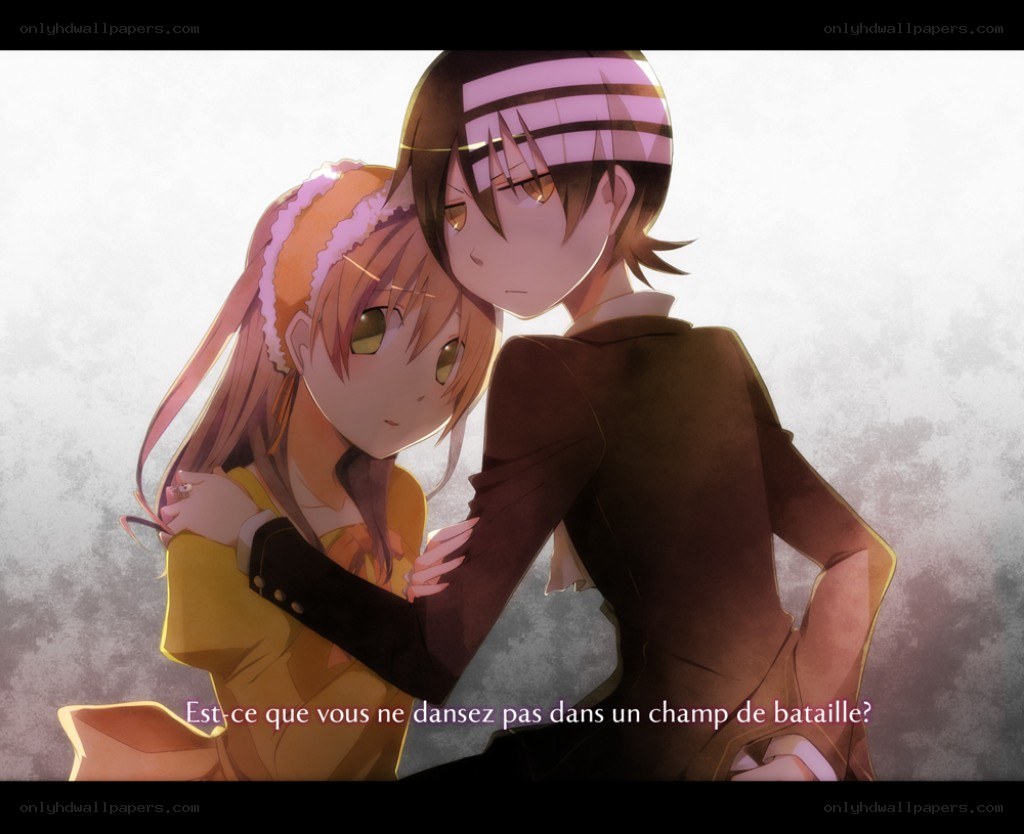Anime couple embracing