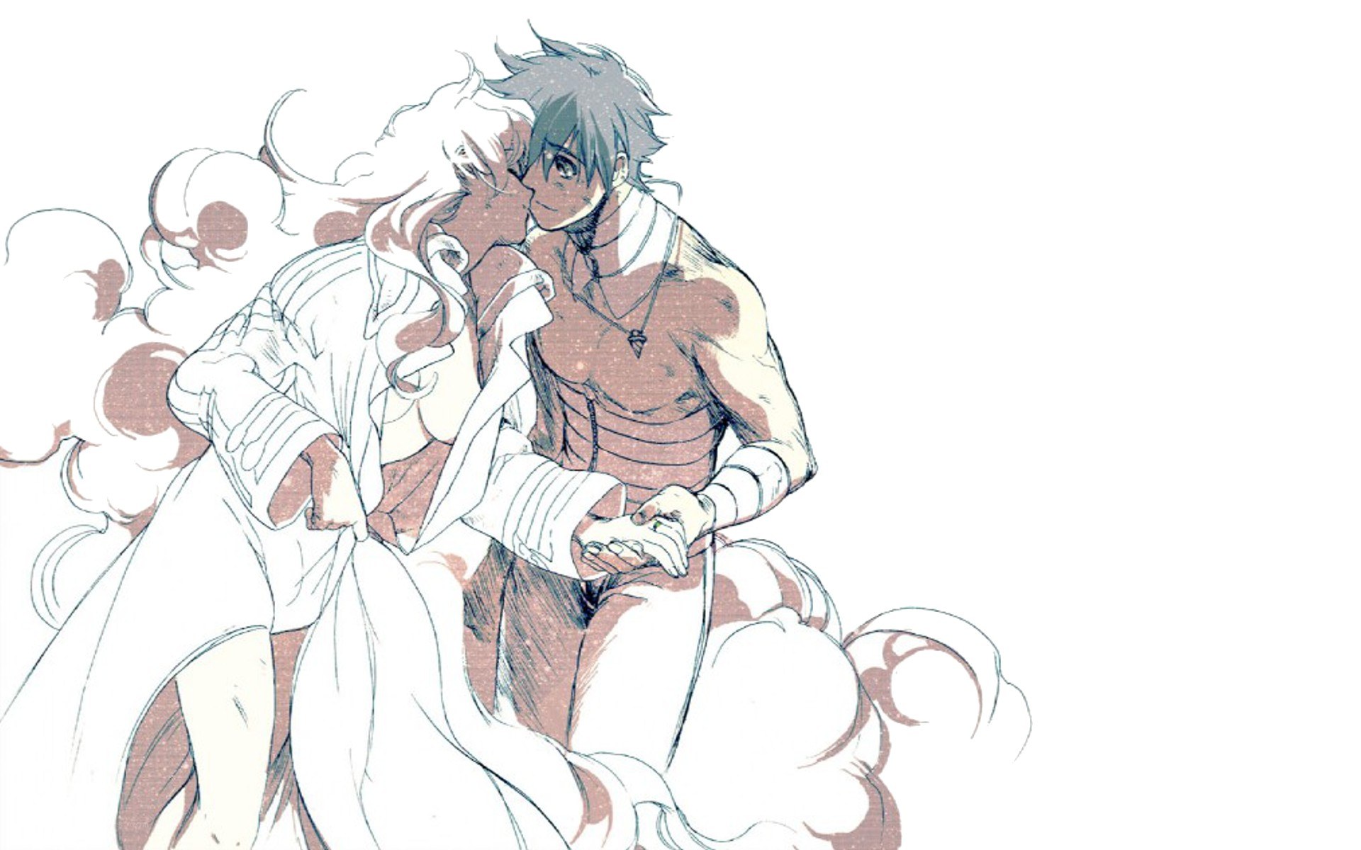 anime couple embracing