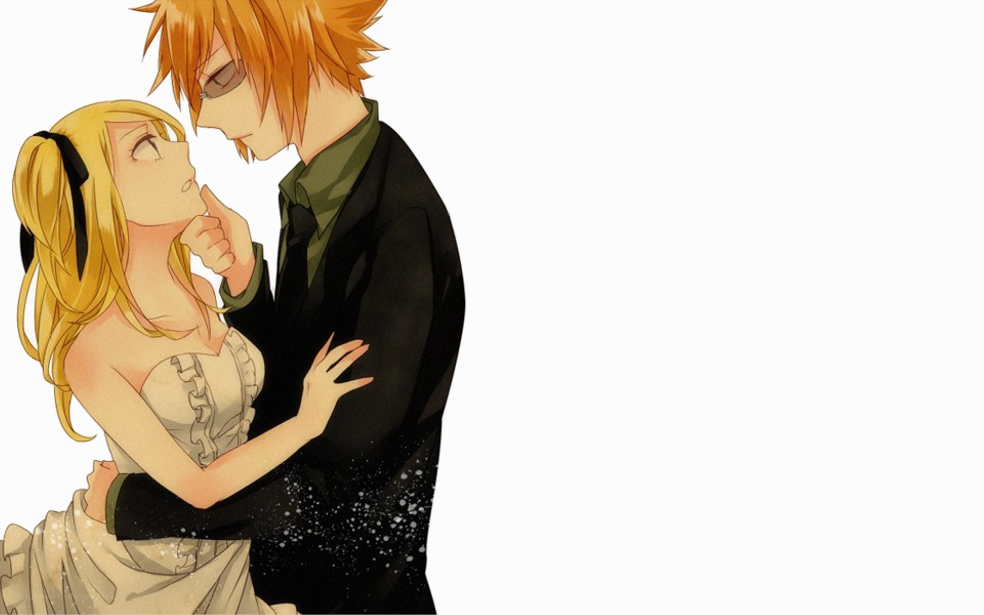anime couple embracing