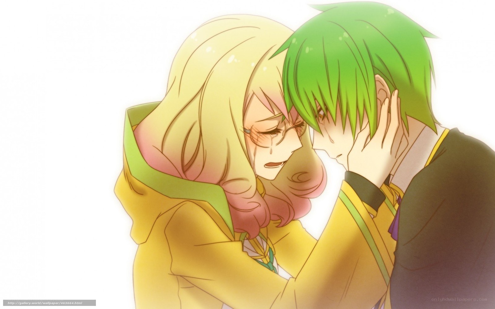 anime couple embracing