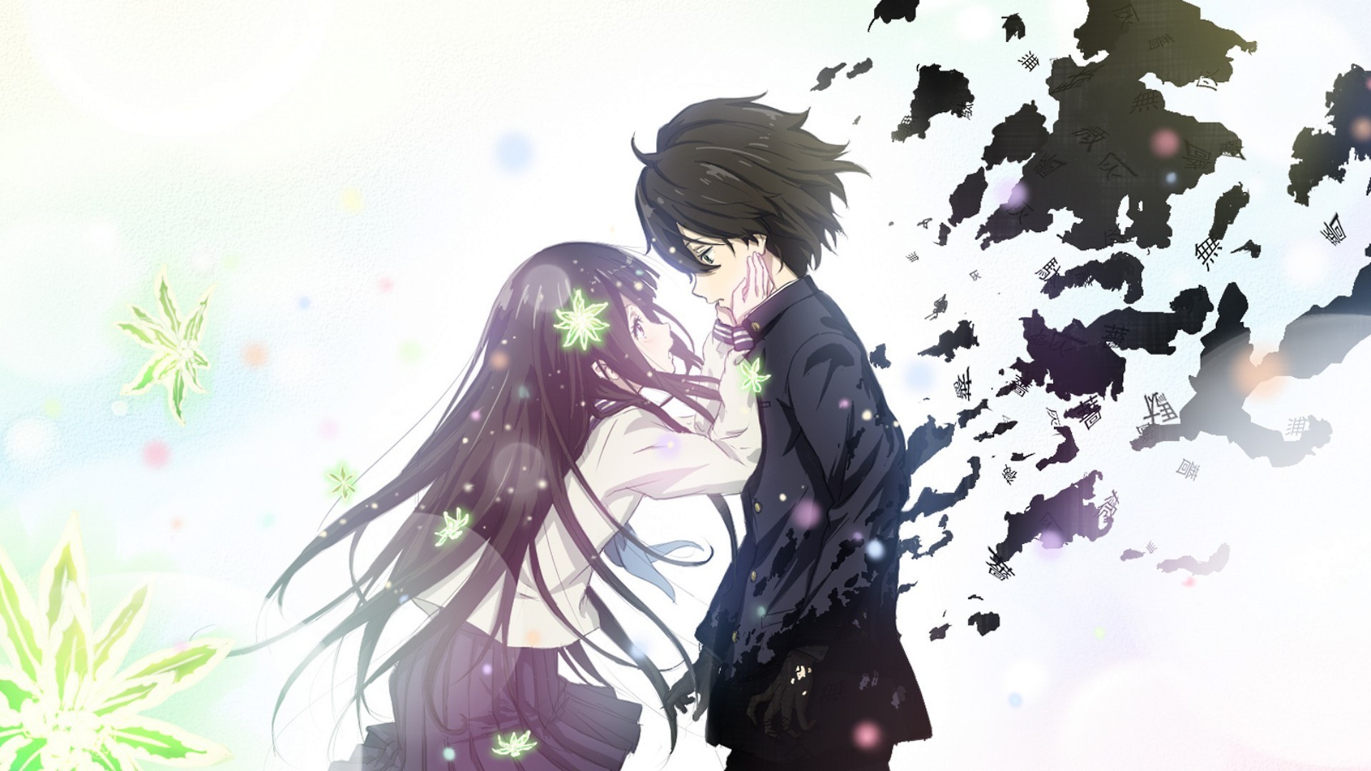 anime couple embracing