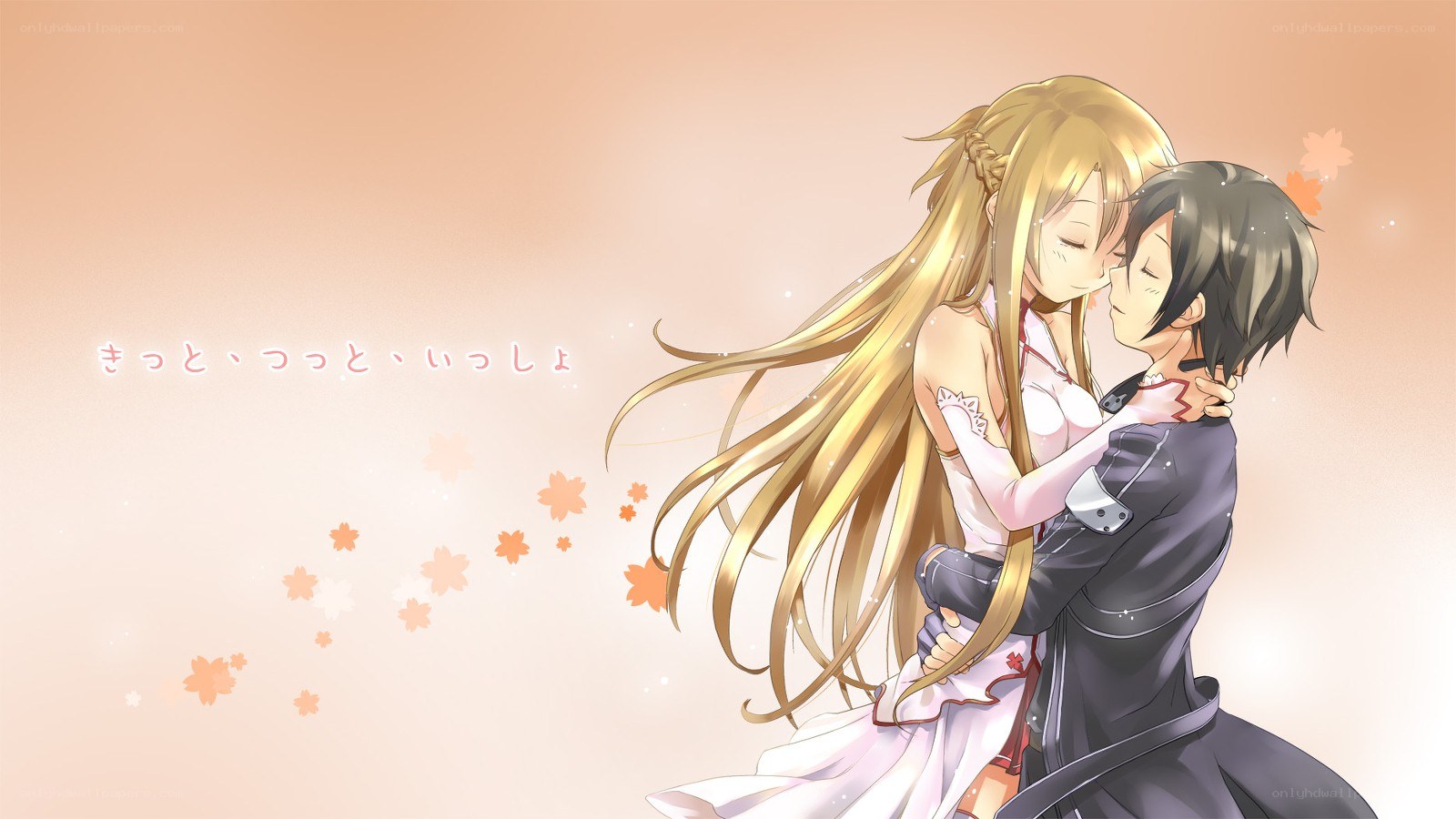anime couple embracing