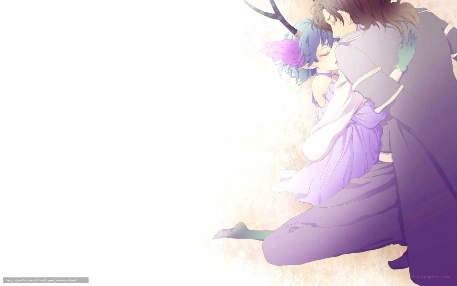 anime couple embracing