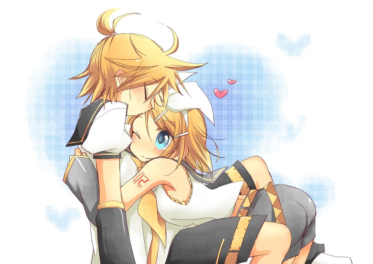 Anime couple embracing