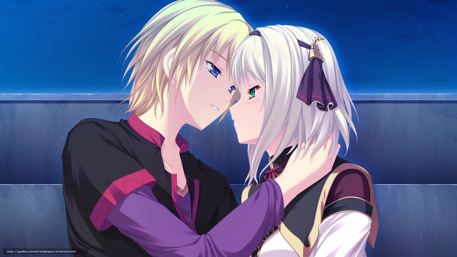 anime couple embracing