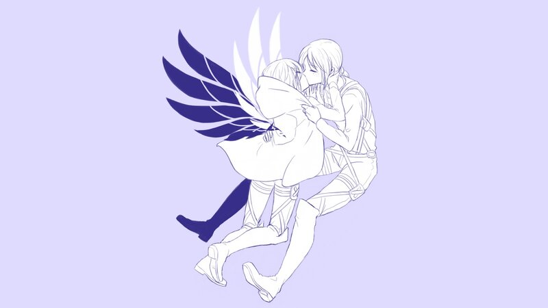 anime couple embracing