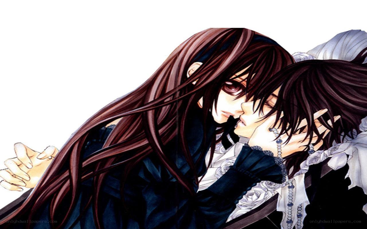 anime couple embracing