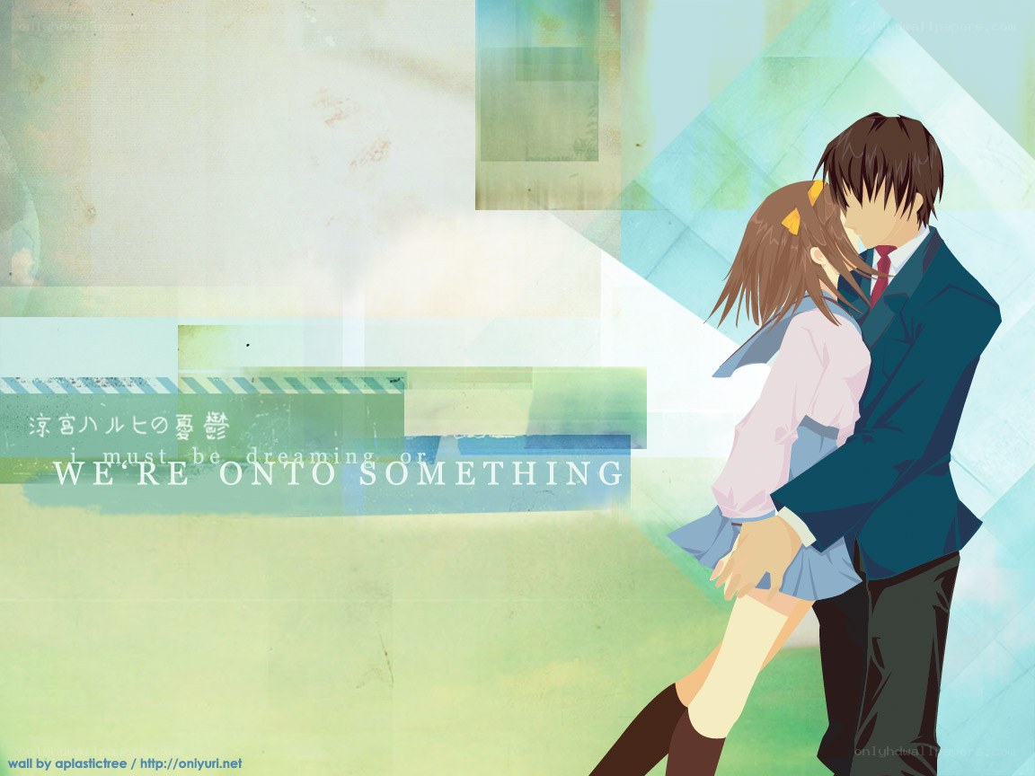 Anime couple embracing