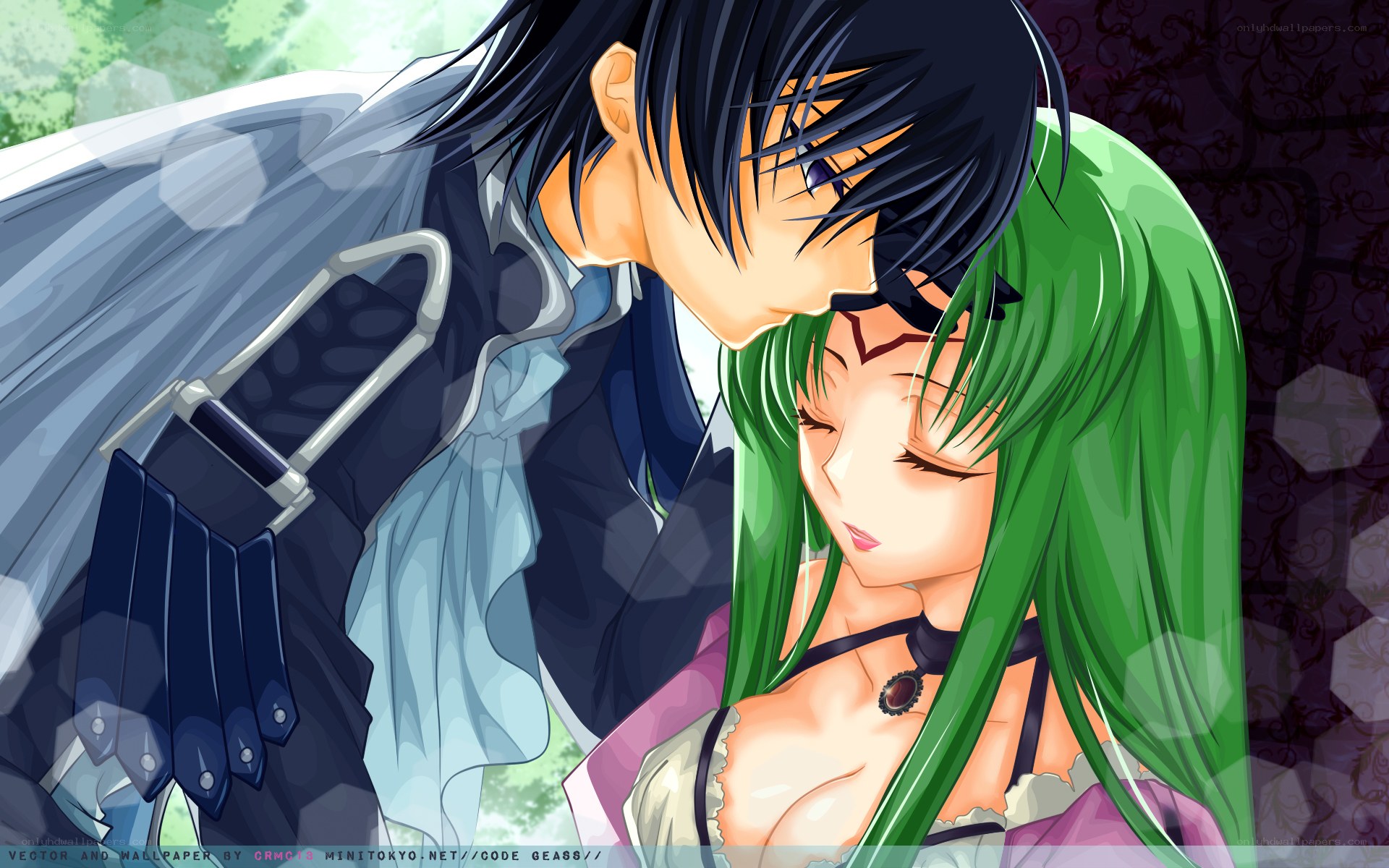 anime couple embracing
