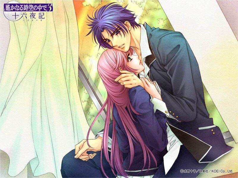 Anime couple embracing