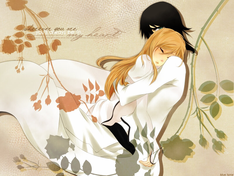 Anime couple embracing