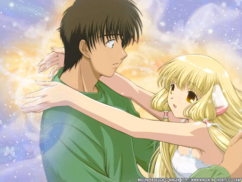 Anime couple embracing