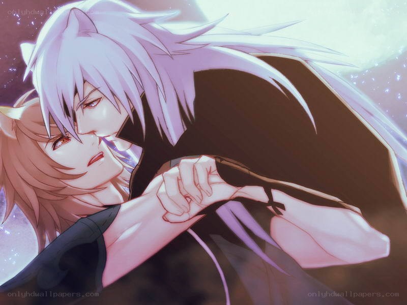 anime couple embracing