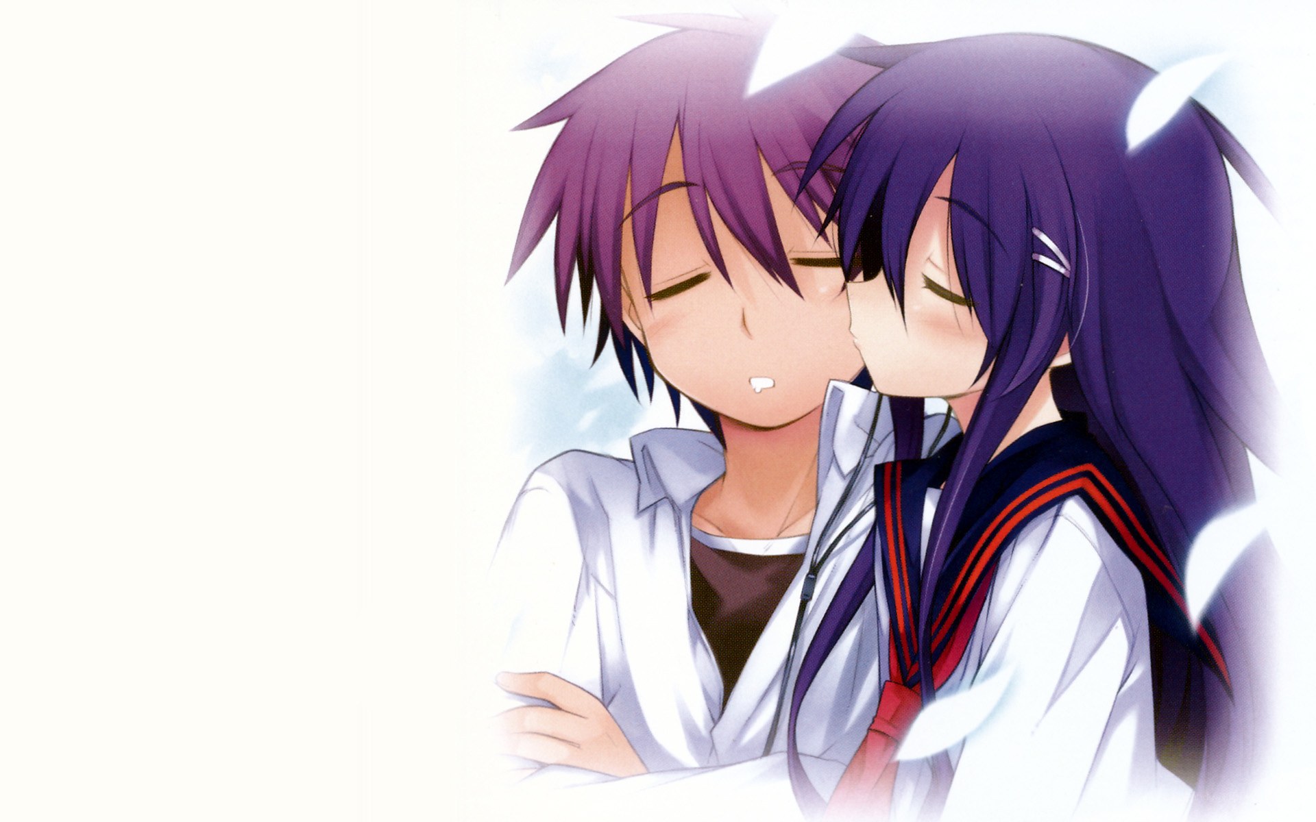 anime couple embracing