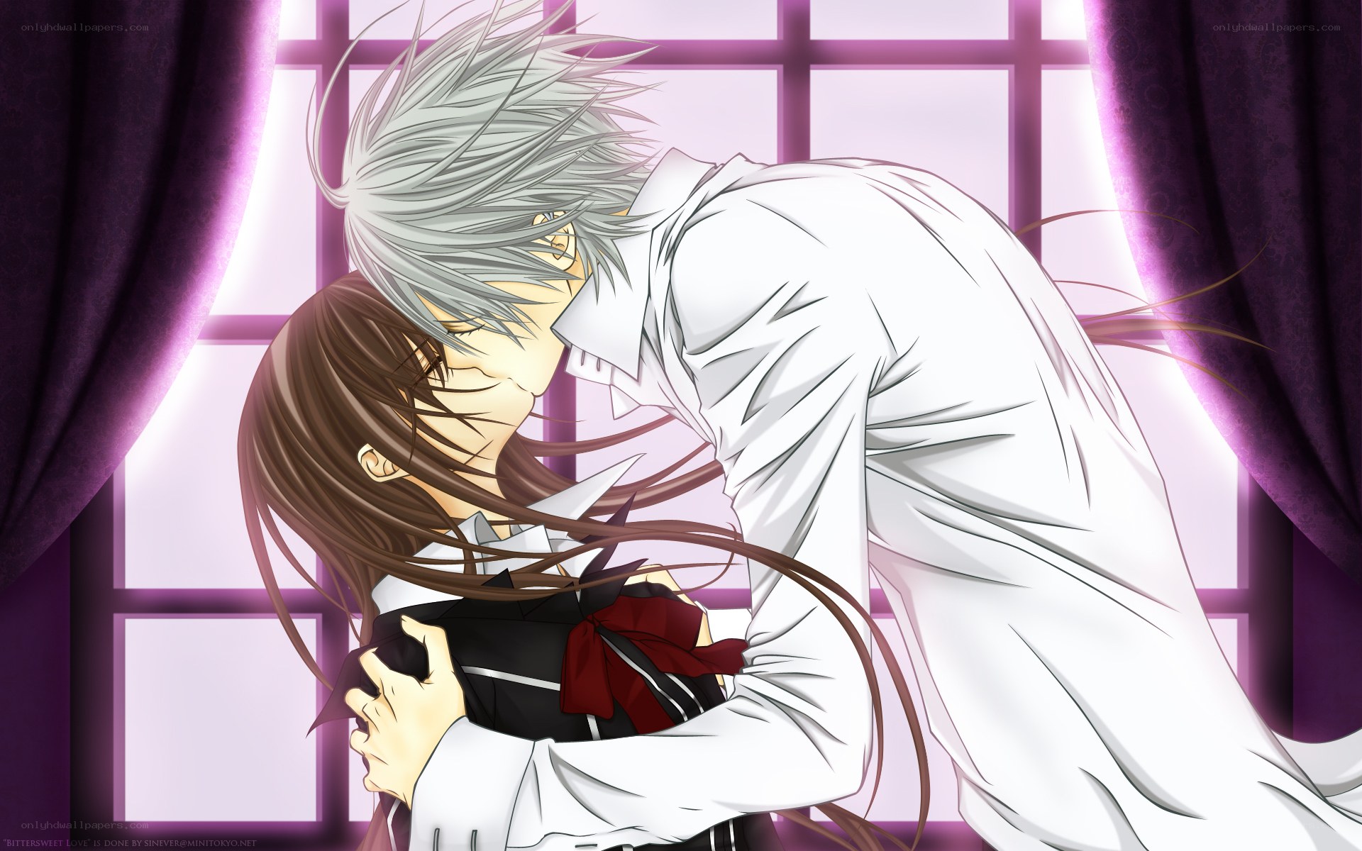 anime couple embracing