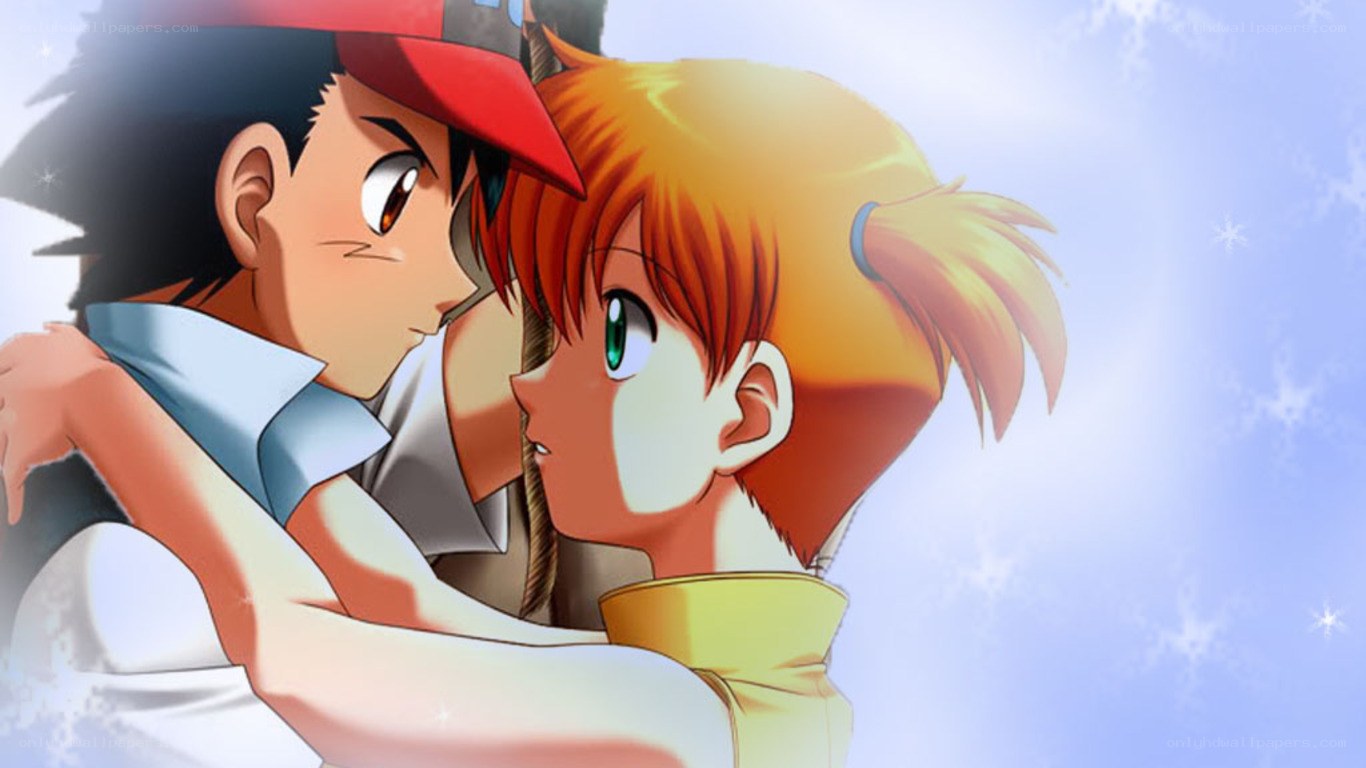 anime couple embracing