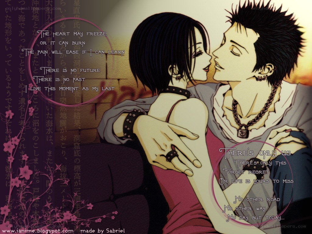 anime couple embracing