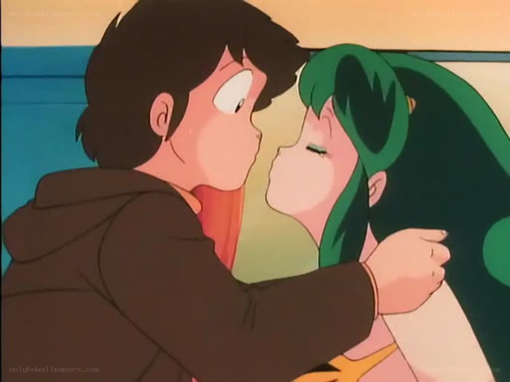 anime couple embracing
