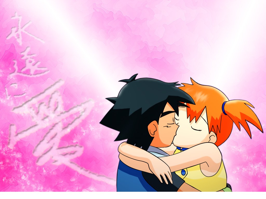 anime couple embracing