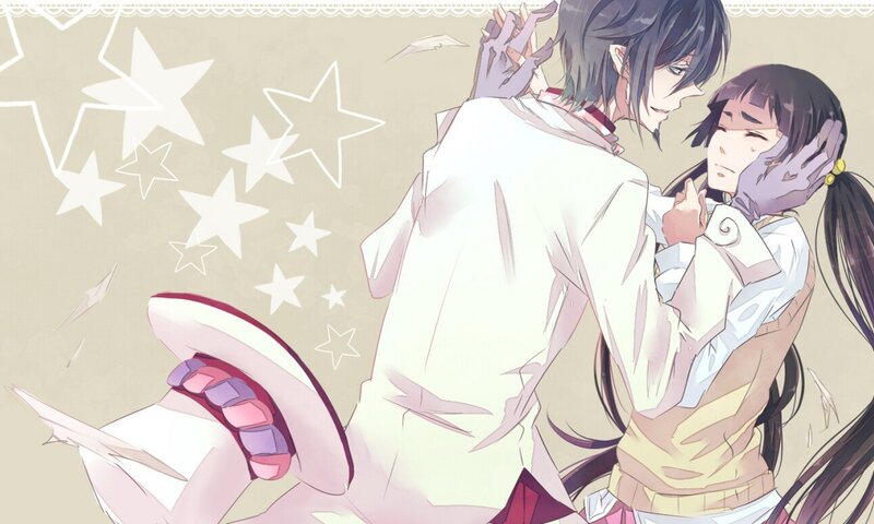 anime couple embracing