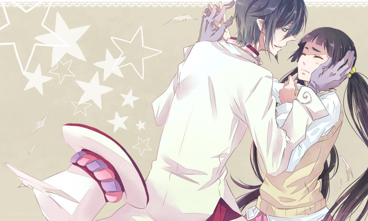 anime couple embracing
