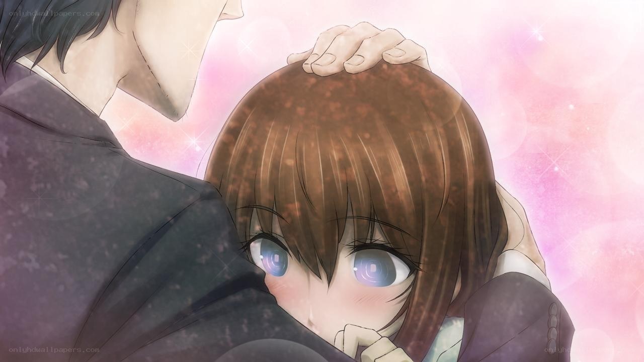 anime couple embracing