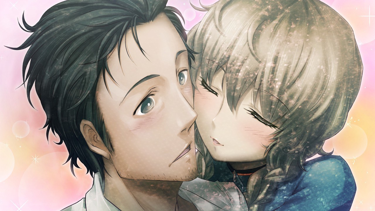 anime couple embracing