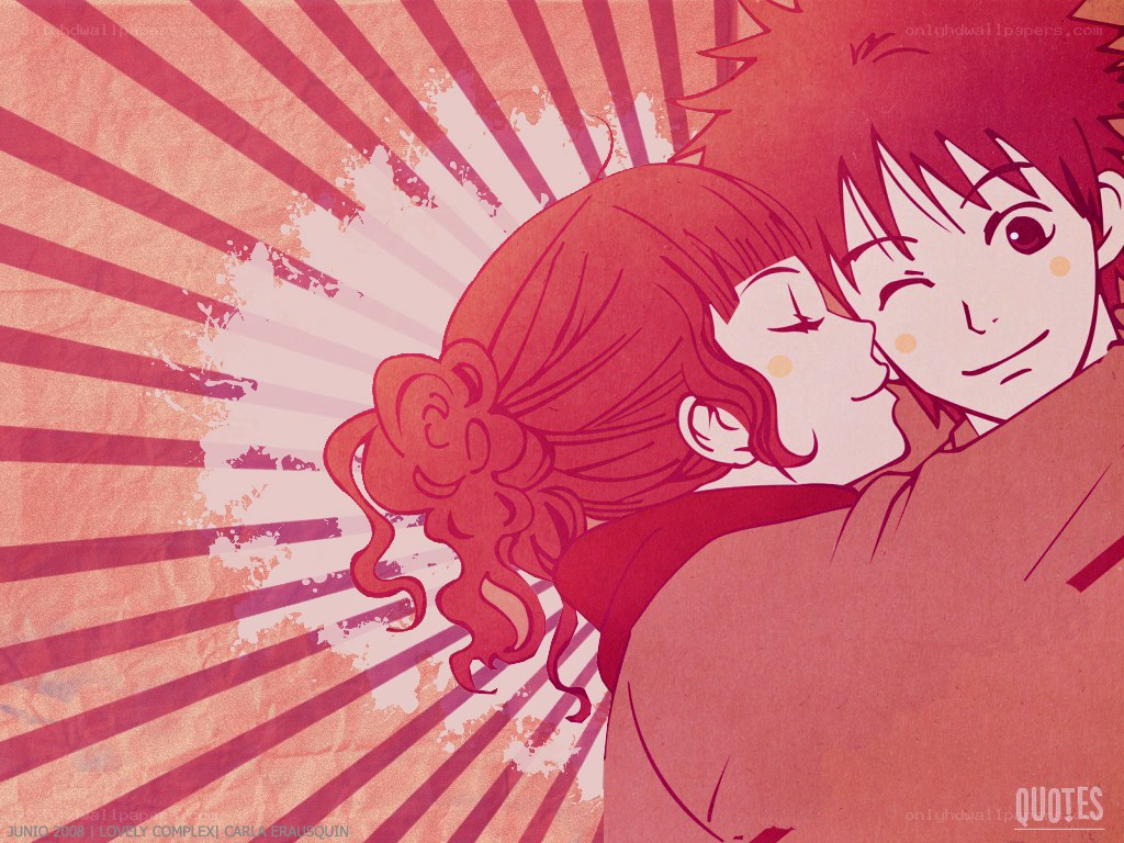Anime couple embracing