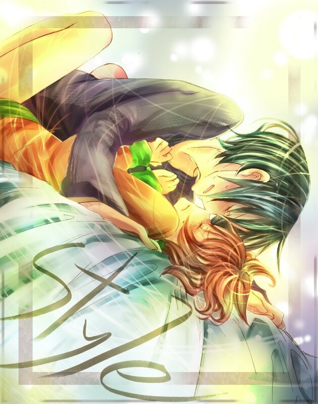anime couple embracing