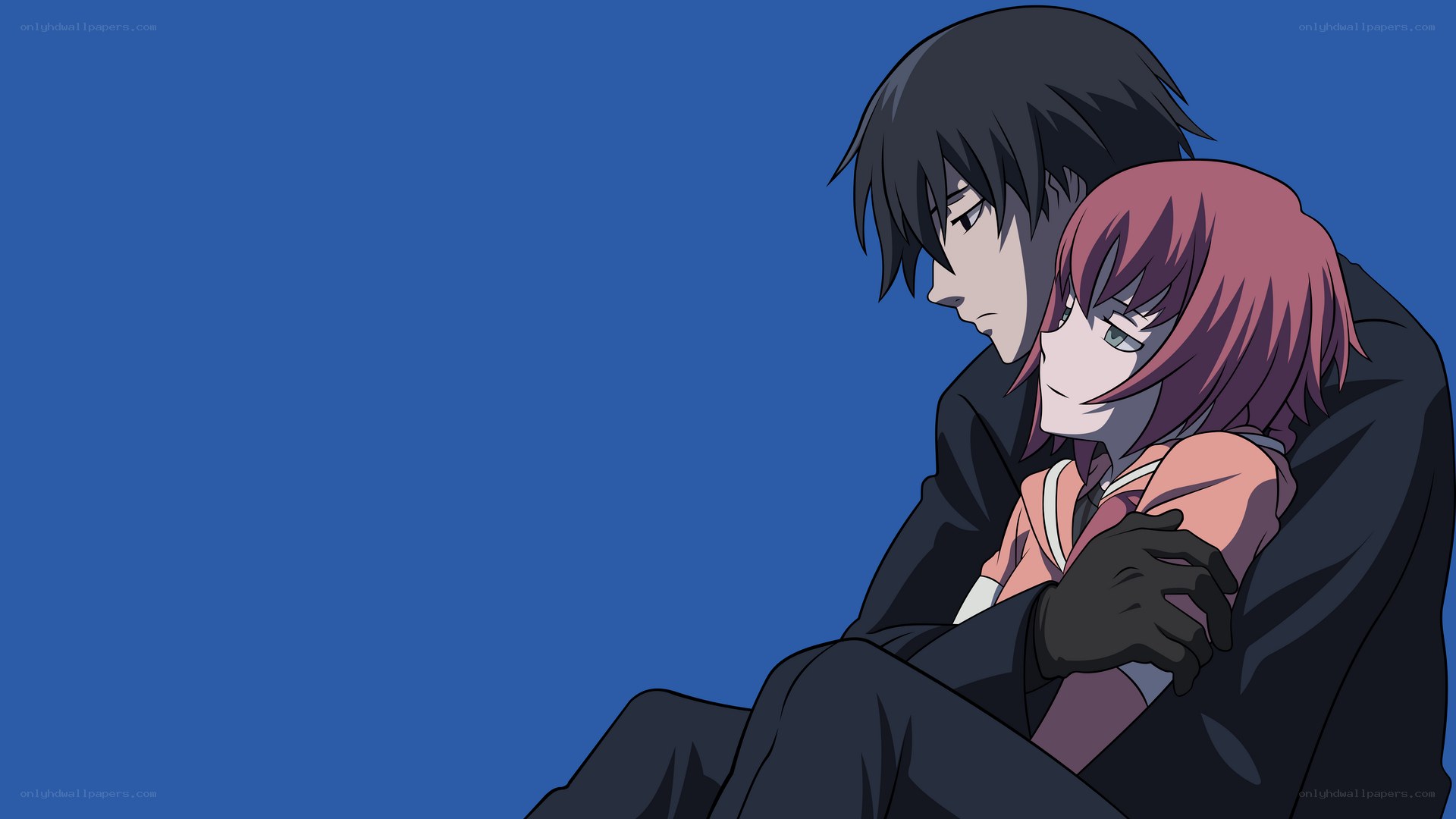 anime couple embracing