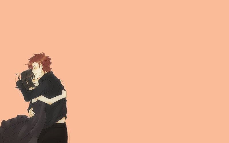 anime couple embracing