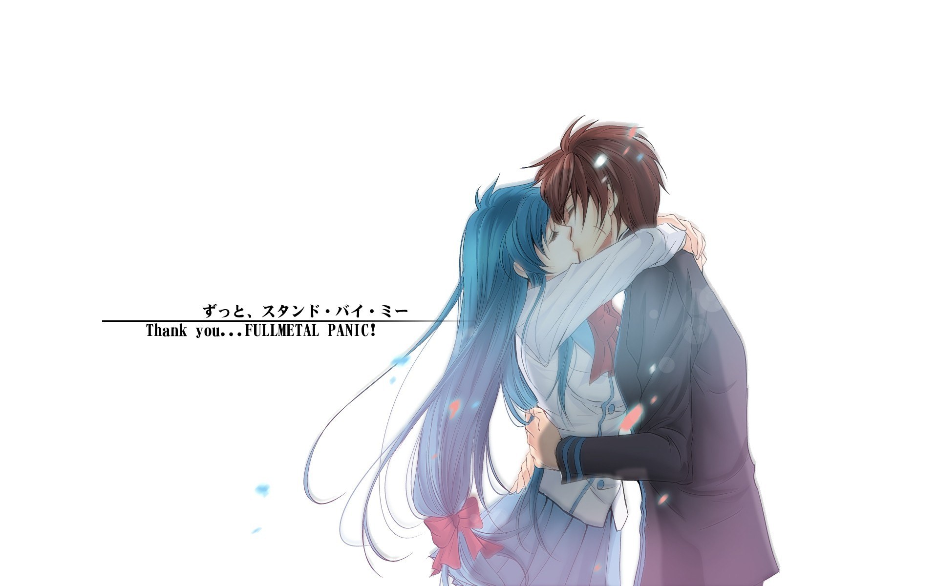 anime couple embracing