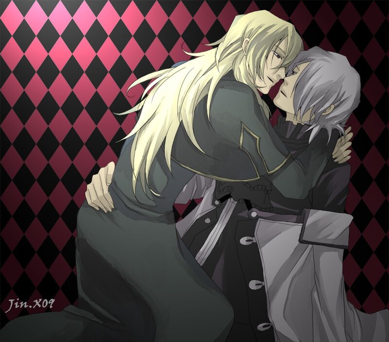 anime couple embracing