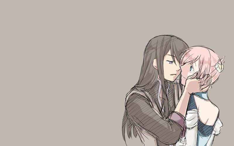 anime couple embracing