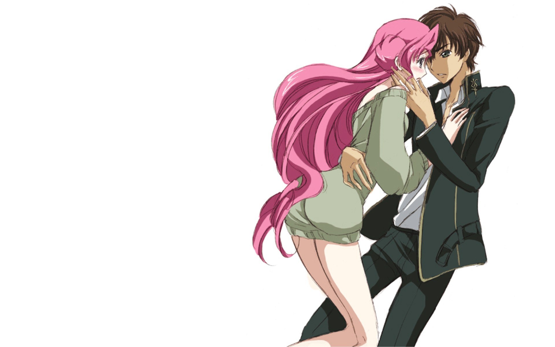 anime couple embracing