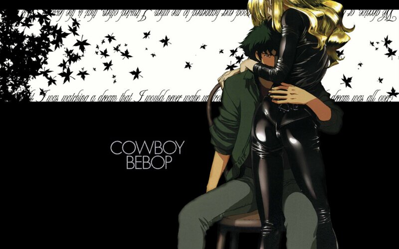 Anime Couple Embracing — Black, Dramatic, Chair