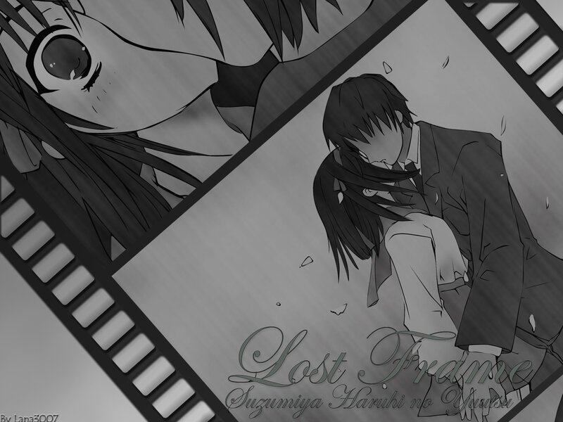 Anime Couple Embracing — Black, Dramatic, Manga