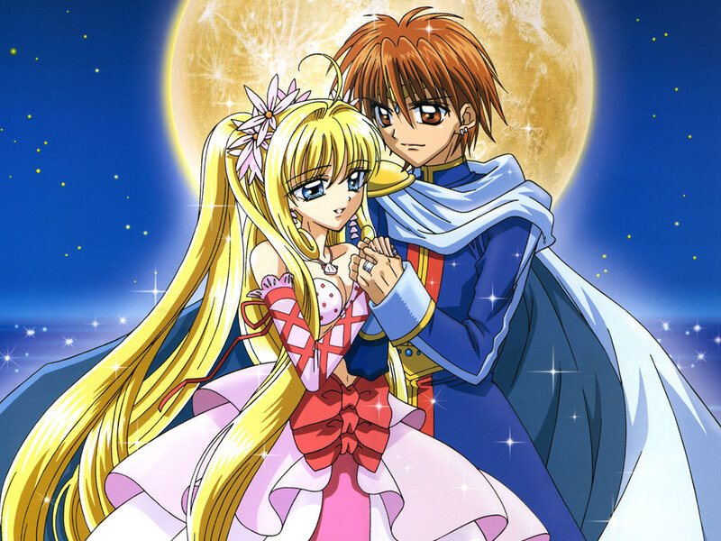 Anime Couple Embracing — Blue, Romantic, Night